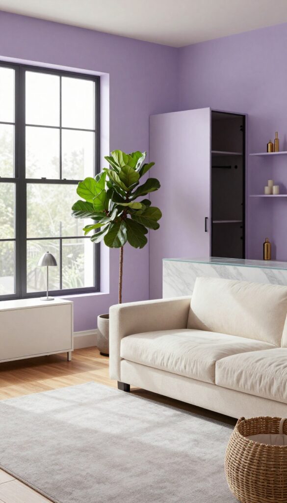 1. Soft Lavender Walls With Neutral Anchors idea