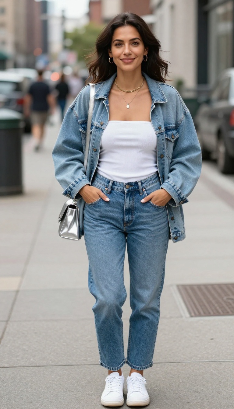 13. High-Waisted Jeans with a Tube Top