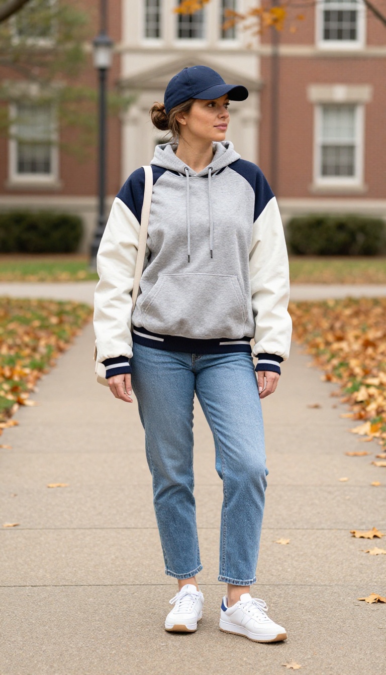 9. Varsity Jacket and Light Baggy Jeans for a Sporty Vibe