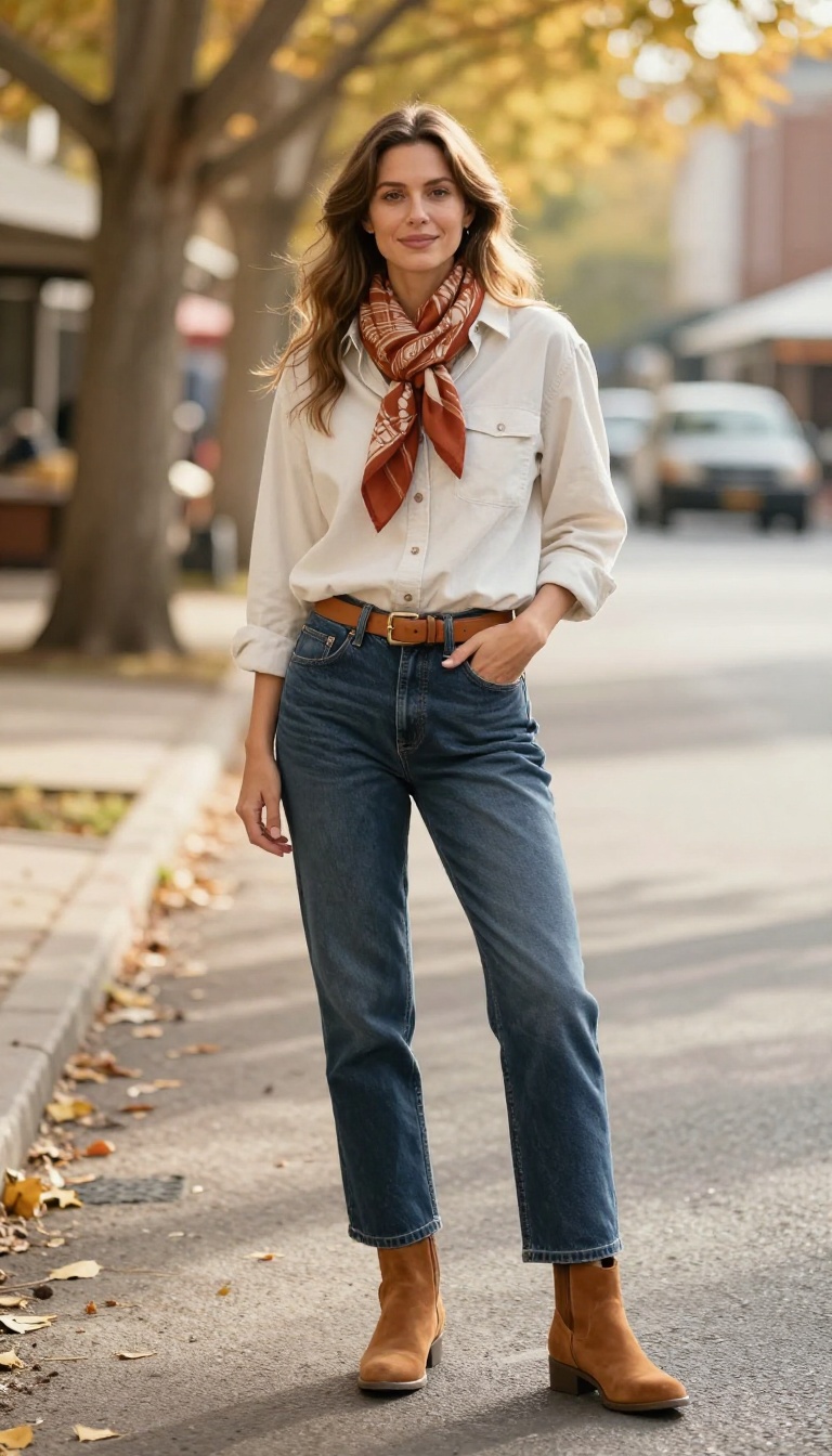 3. Denim on Denim with a Twist: Dark Wash Baggy Jeans and Chambray Shirt