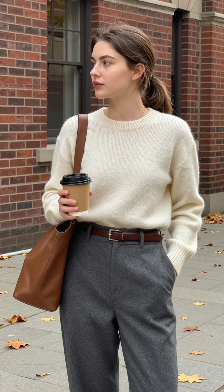 2. Cashmere Sweater and Tailored Trousers