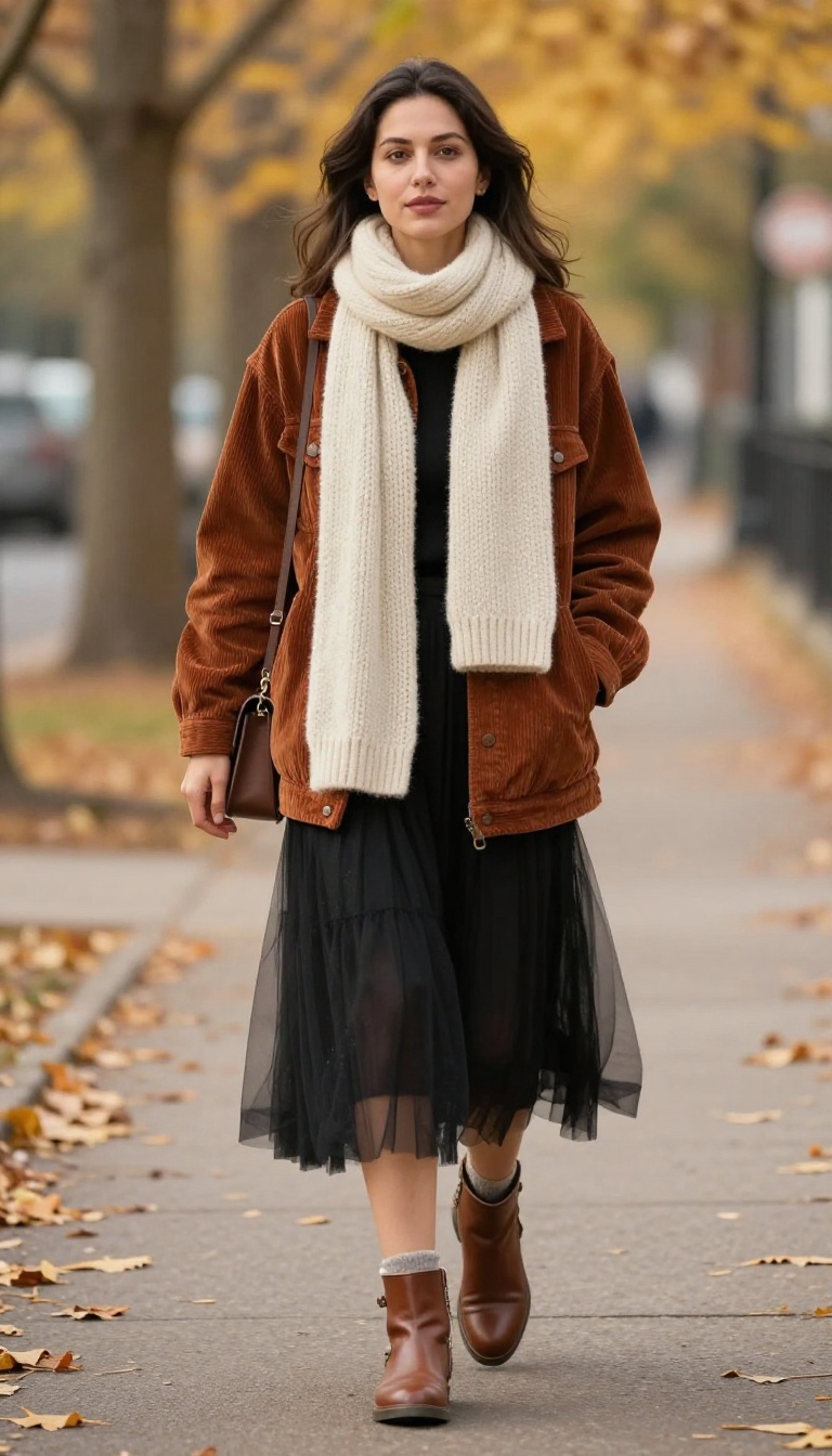 9. Corduroy Jacket and Scarf