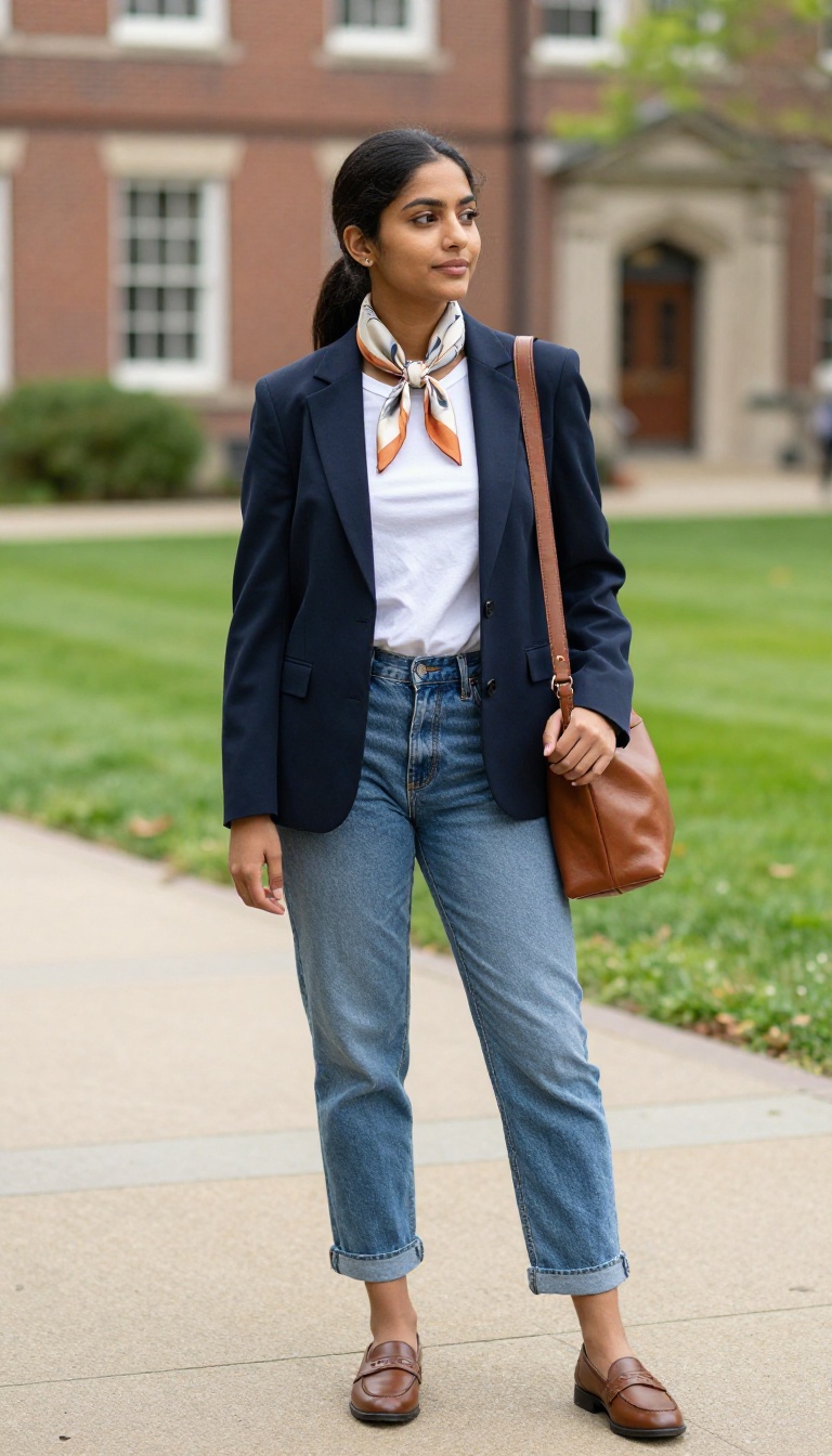 1. The Classic Blazer and Straight-Leg Jeans Combo