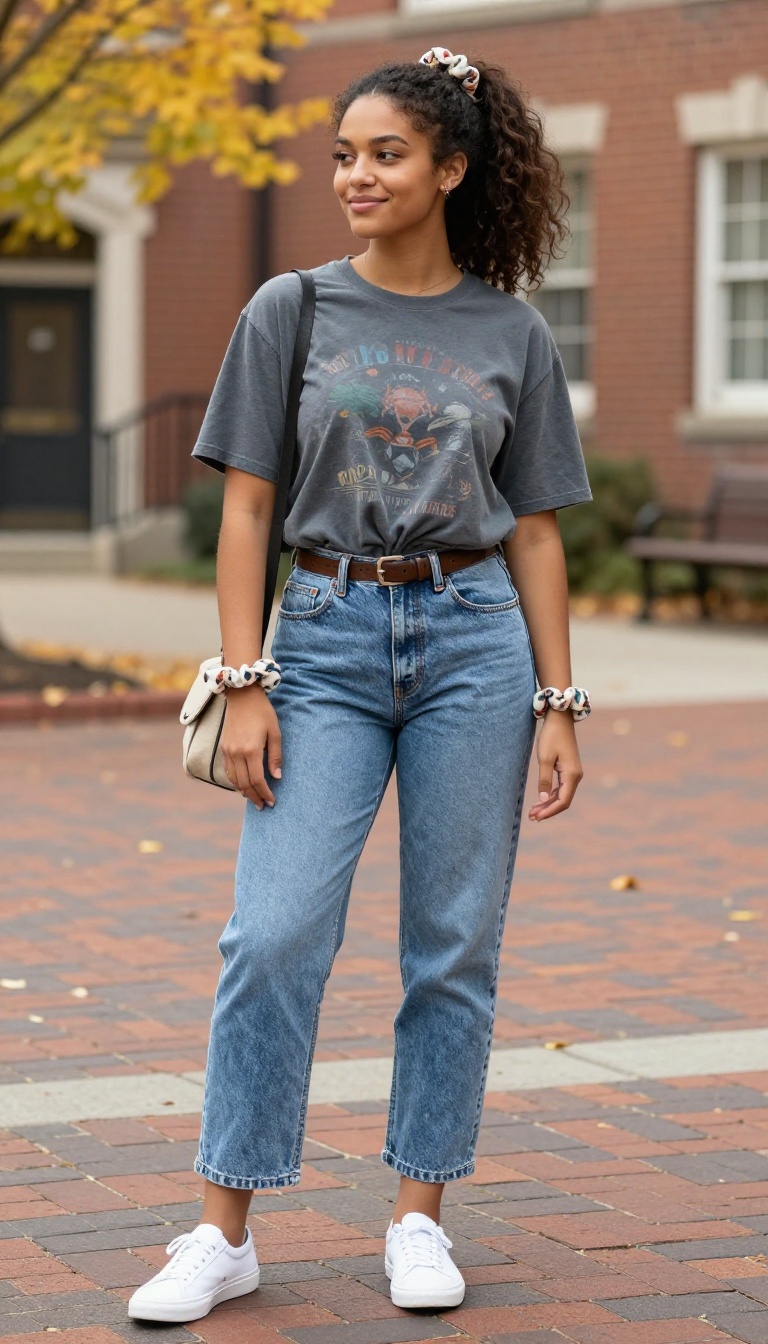 12. Graphic Tee and High-Waist