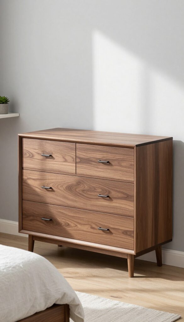 4. Brown Wood Dresser for Visual Weight idea