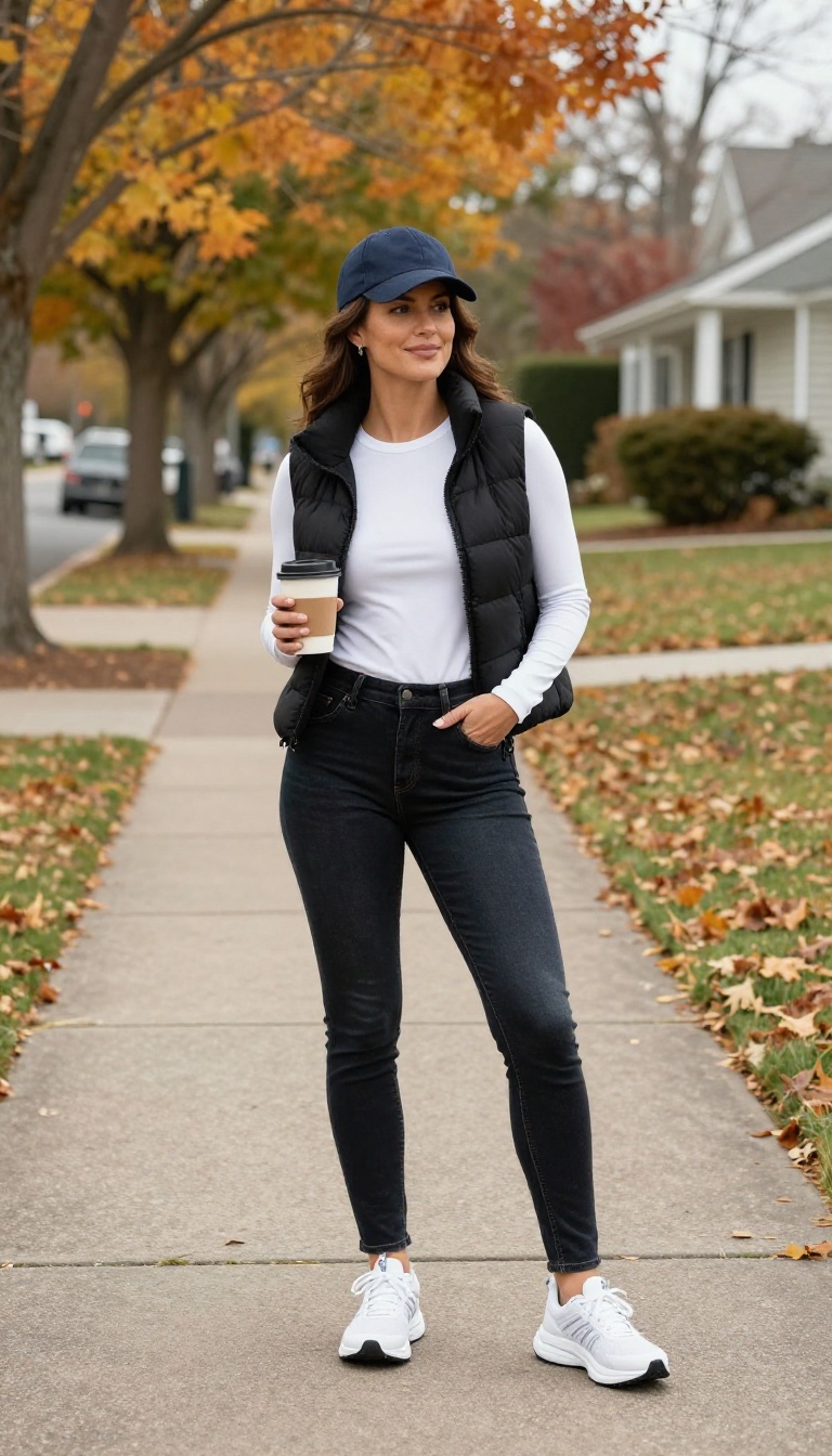 6. Puffer Vest and Skinny Jeans