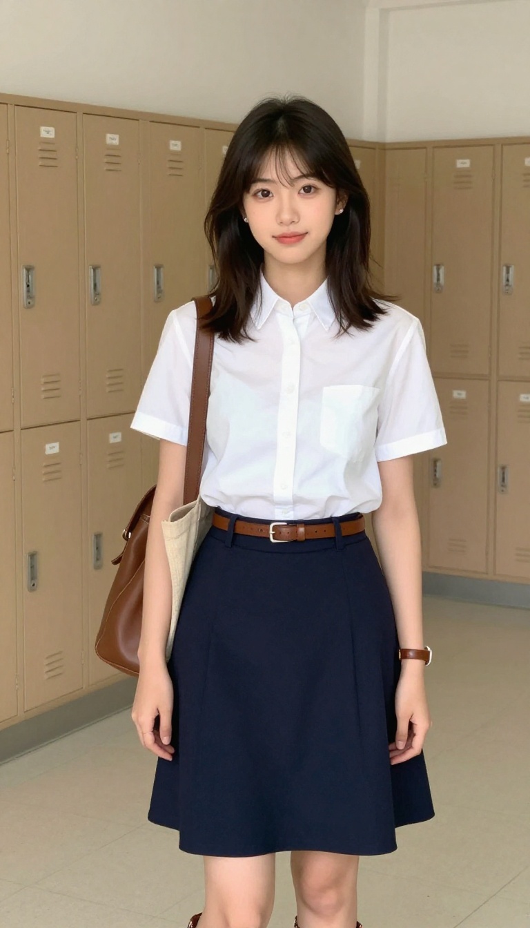 8. The Oxford Shirt and A-Line Skirt