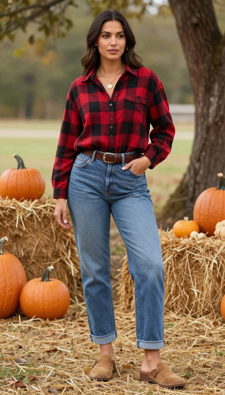 3. Flannel and Boyfriend Jeans