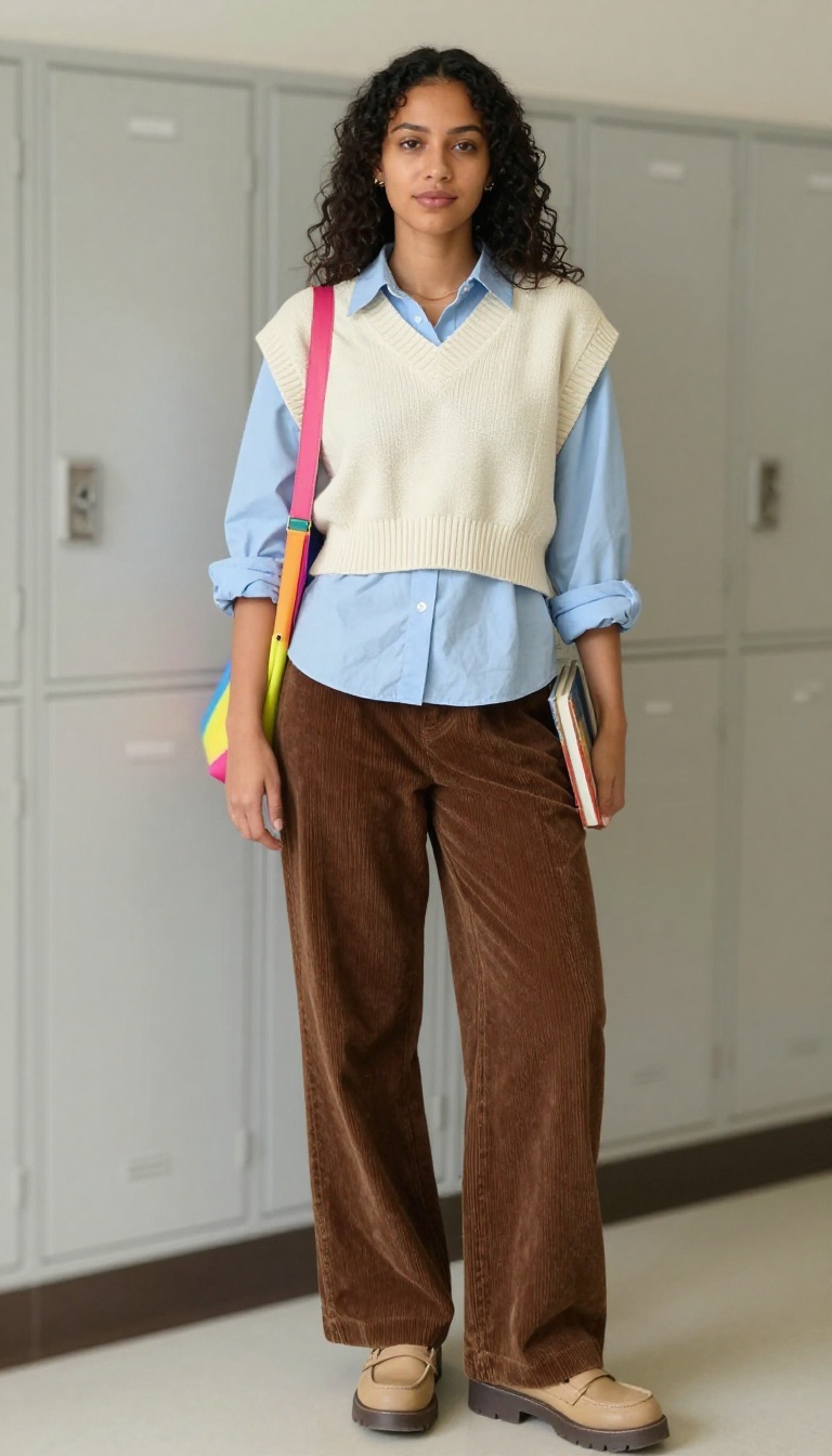 10. Corduroy Pants and a Sweater Vest