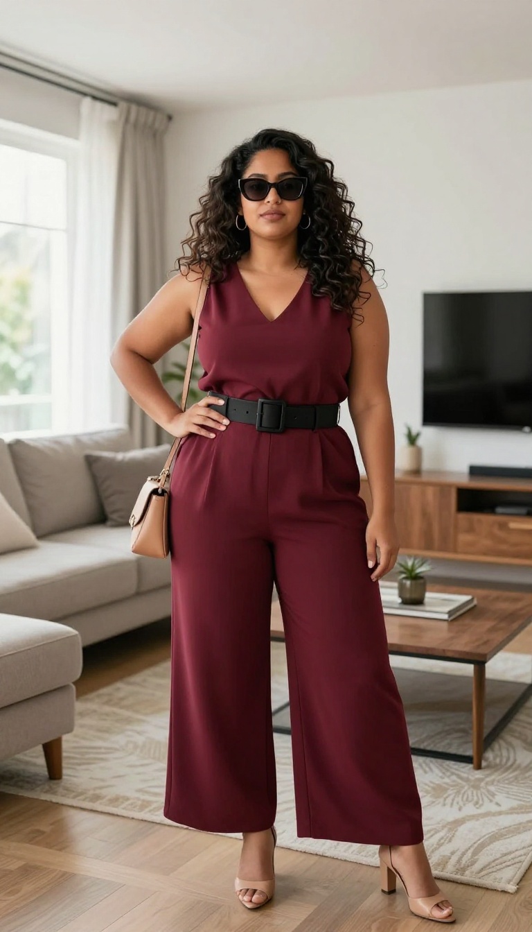 9. Jumpsuit with a Wide Leg and Belt