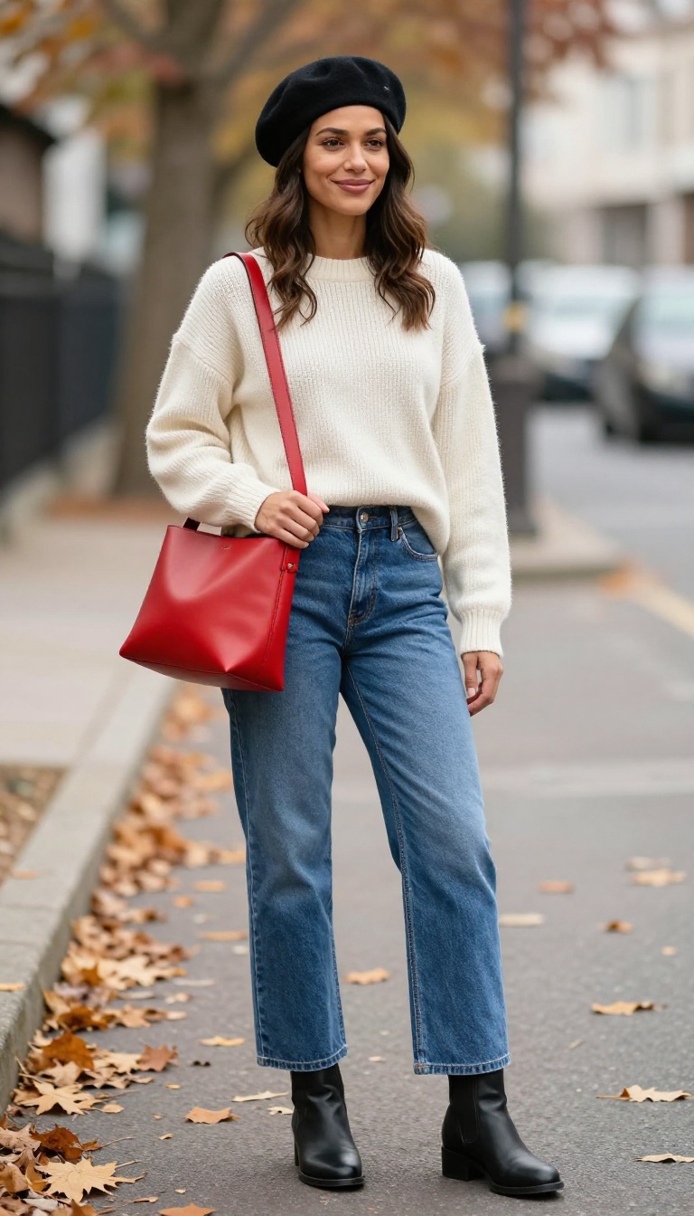 13. Accessory-Led with a Beret and Statement Bag