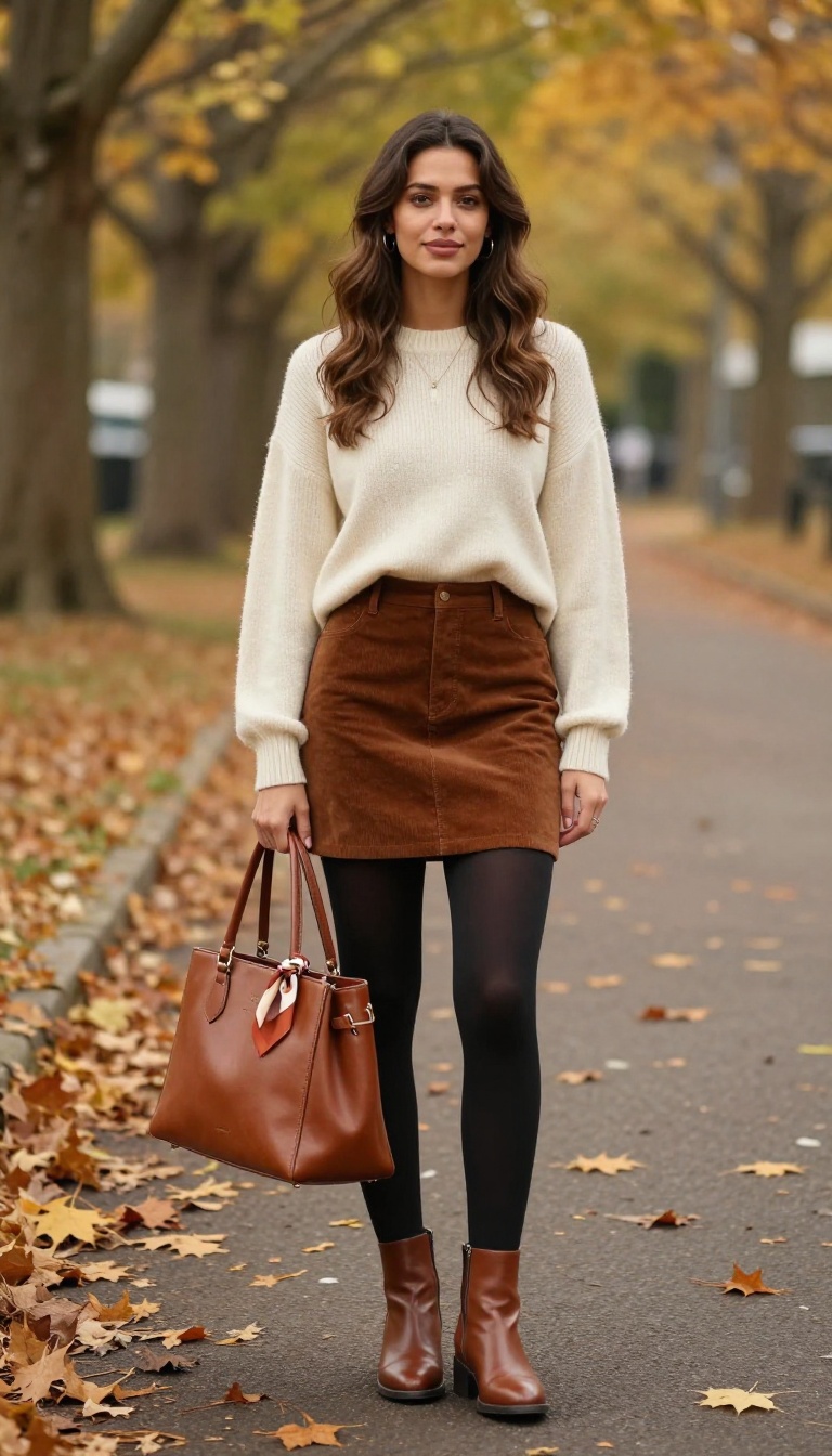 10. Fair Isle Sweater with Corduroy Skirt