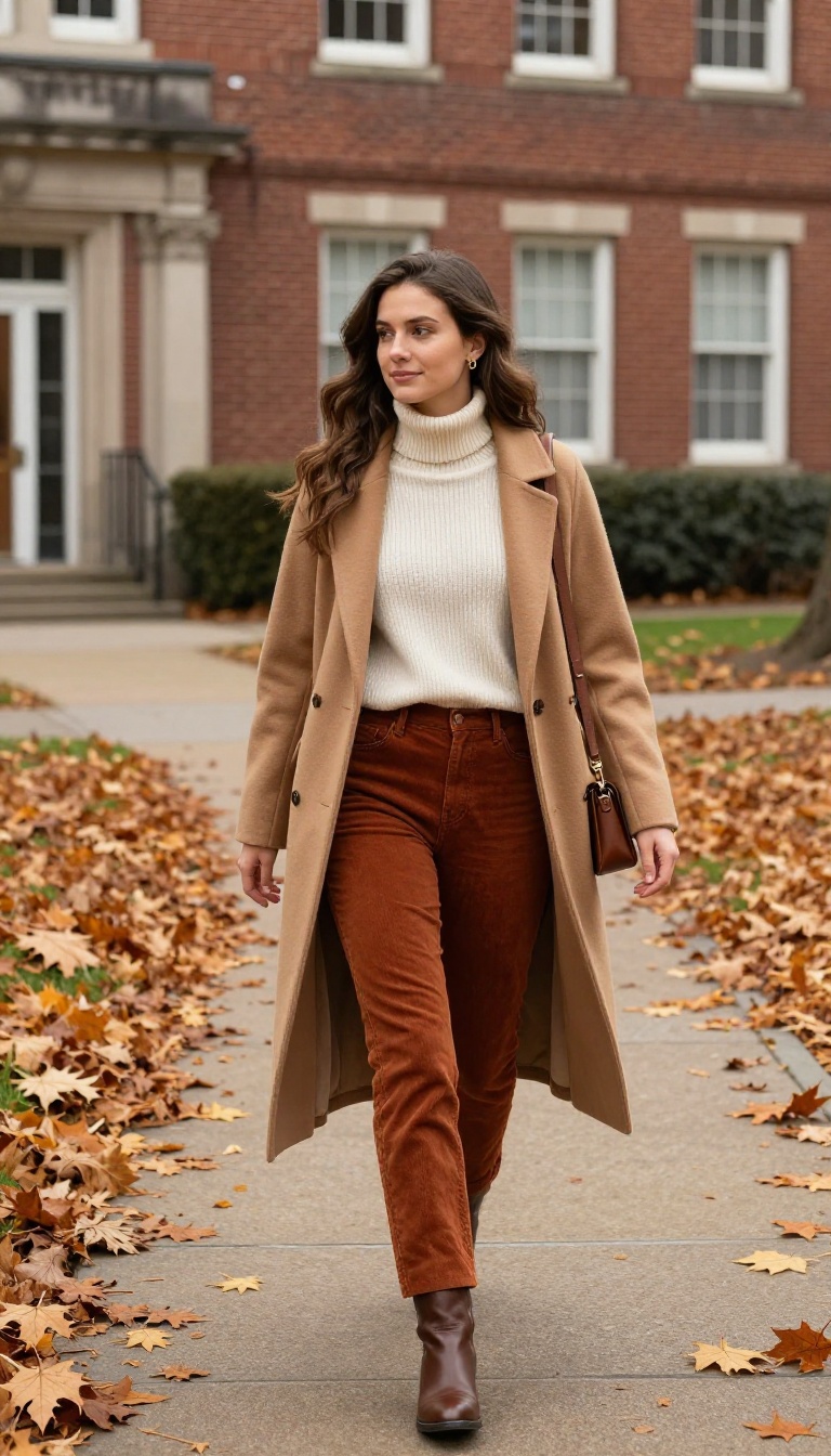 5. Turtleneck and Corduroy Pants