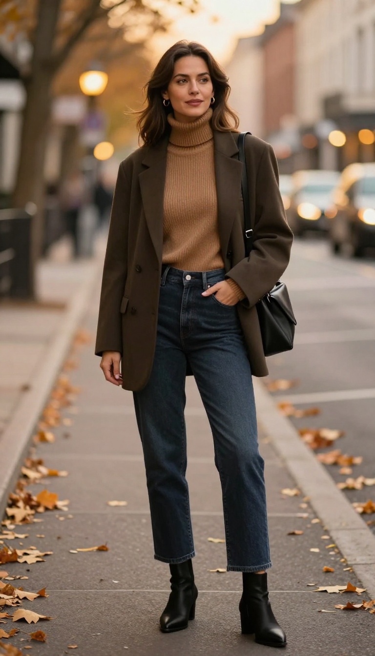 10. Cropped Jeans with Sock Boots Heels