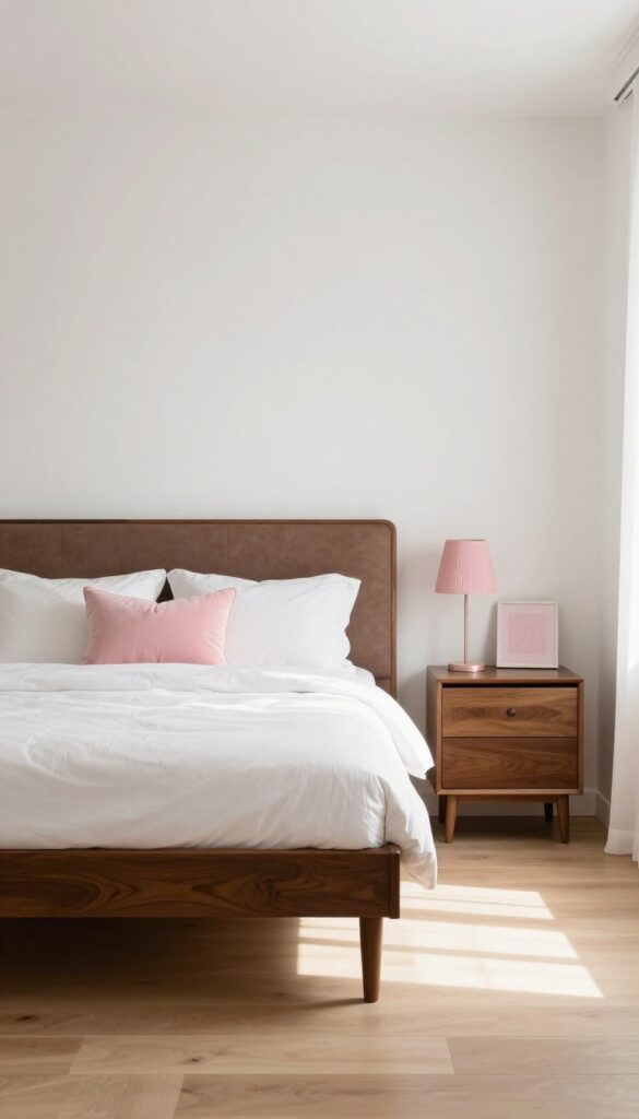7. Minimal Pink With Rich Brown Furniture idea