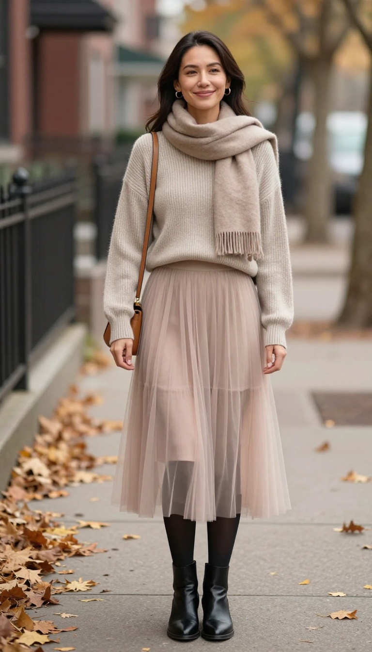 8. Tulle Skirt with Sweater Dress Overlay