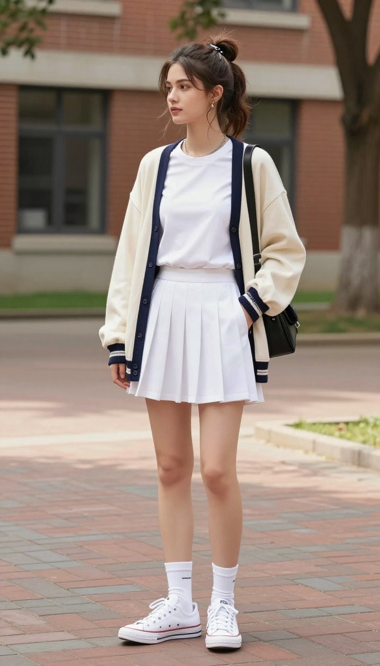 11. Tennis Skirt With Varsity Cardigan