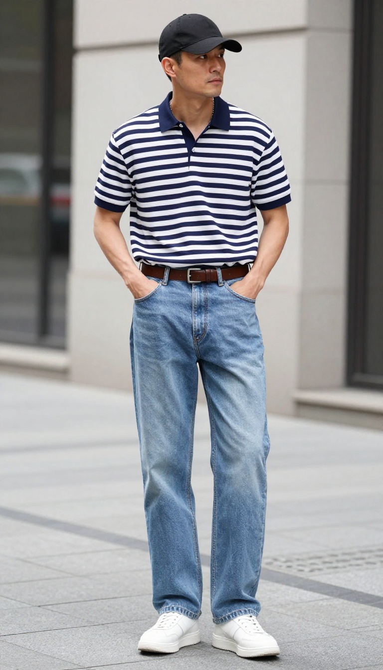 11. Polo Shirt with Baggy Jeans