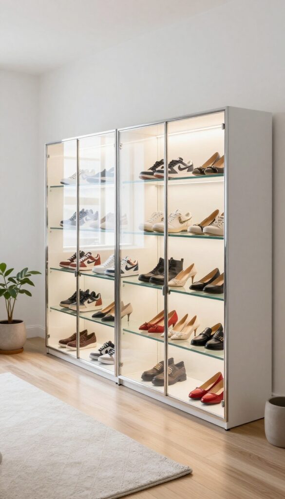 4. Glass-Front Cabinets for Statement Shoes idea