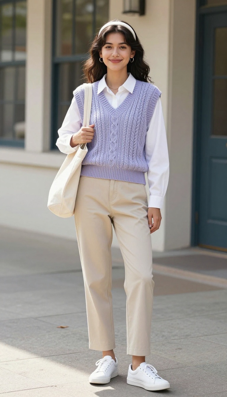 14. Knit Vest Over Collared Shirt