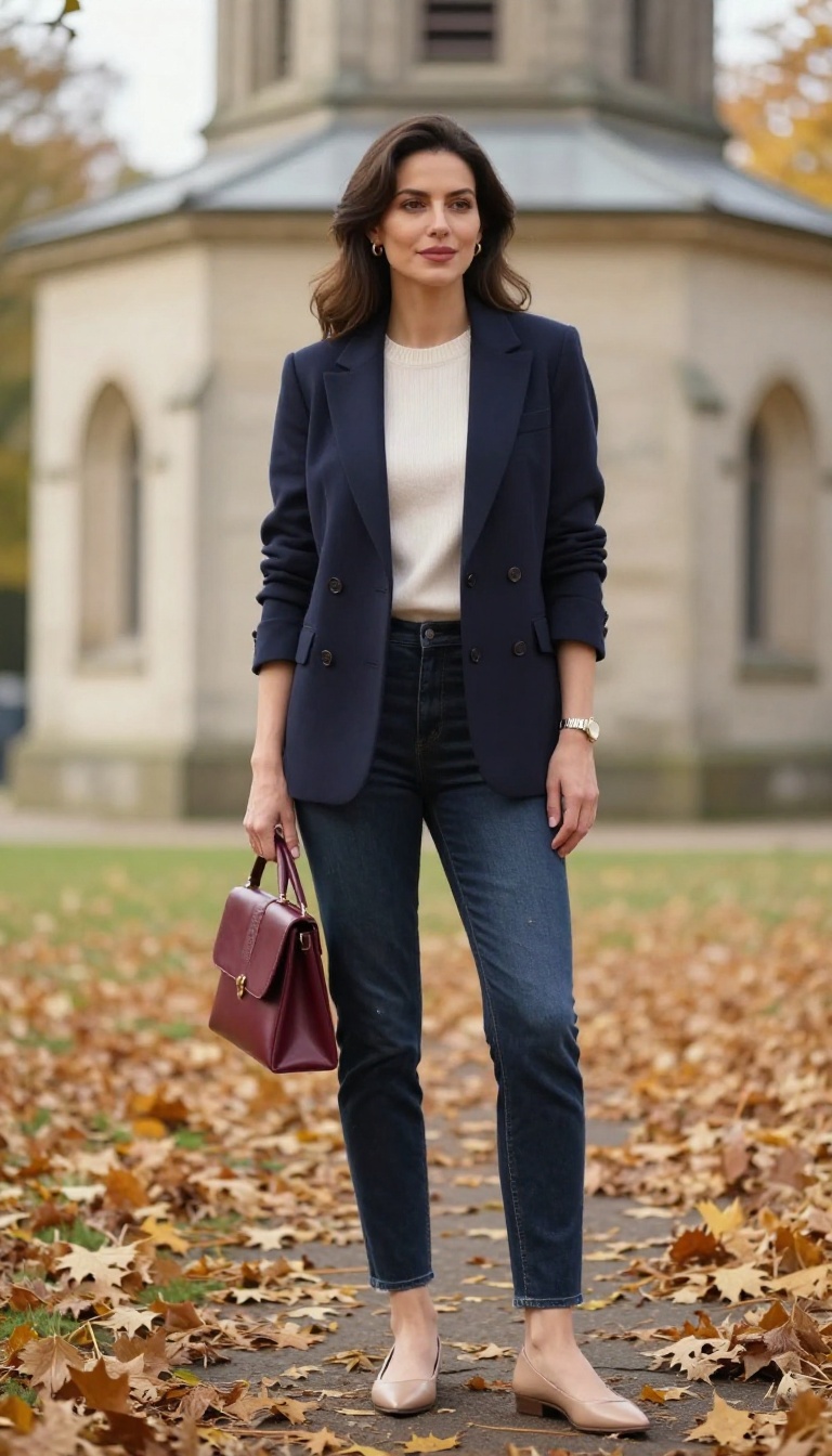 9. Tailored Blazer, Slim Jeans, and Pointed-Toe Flats