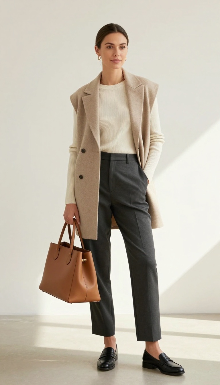 6. The Longline Vest and Tailored Trousers