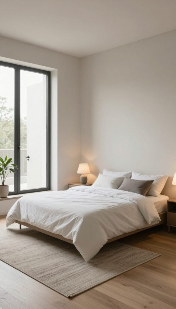2. Bed Positioned Facing the Door (But Not Directly) idea