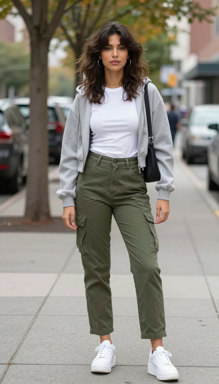 2. Baby Tee and Low-Rise Cargo Pants