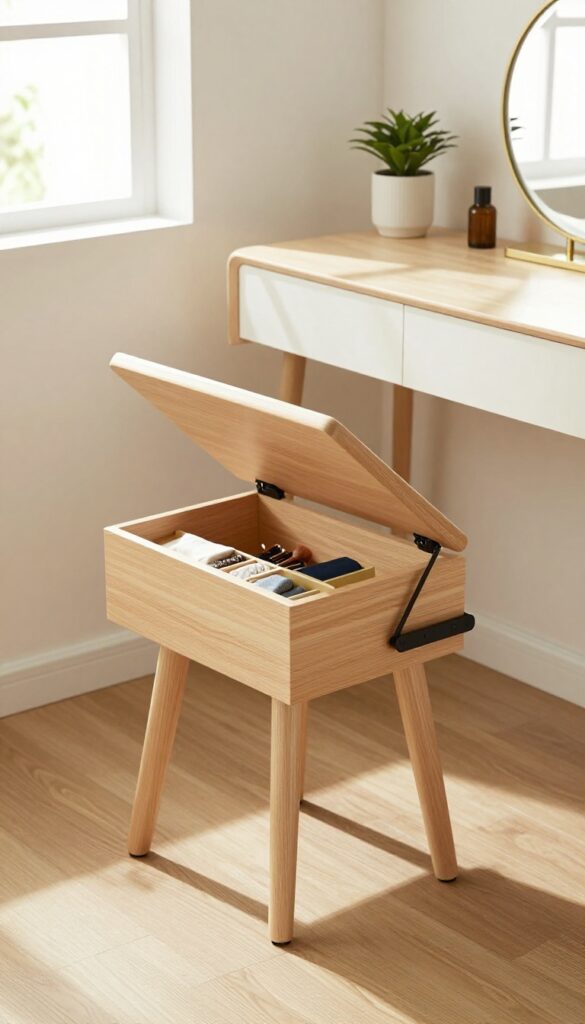 5. Hidden Storage Inside the Vanity Stool idea
