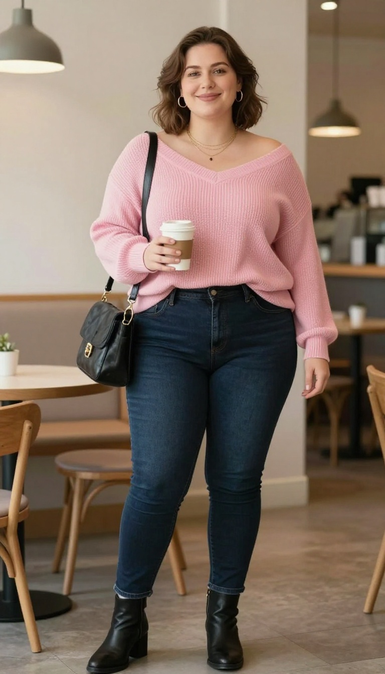 3. Off-the-Shoulder Sweater and Skinny Jeans