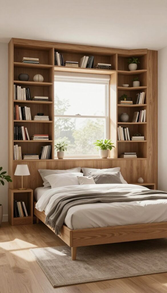2. Built-In Bookshelves Around the Bed idea