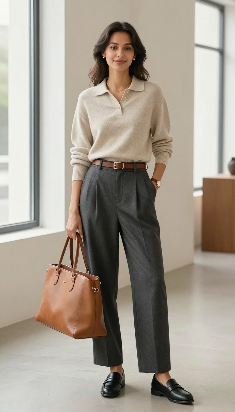 12. Knit Polo and Pleated Trousers
