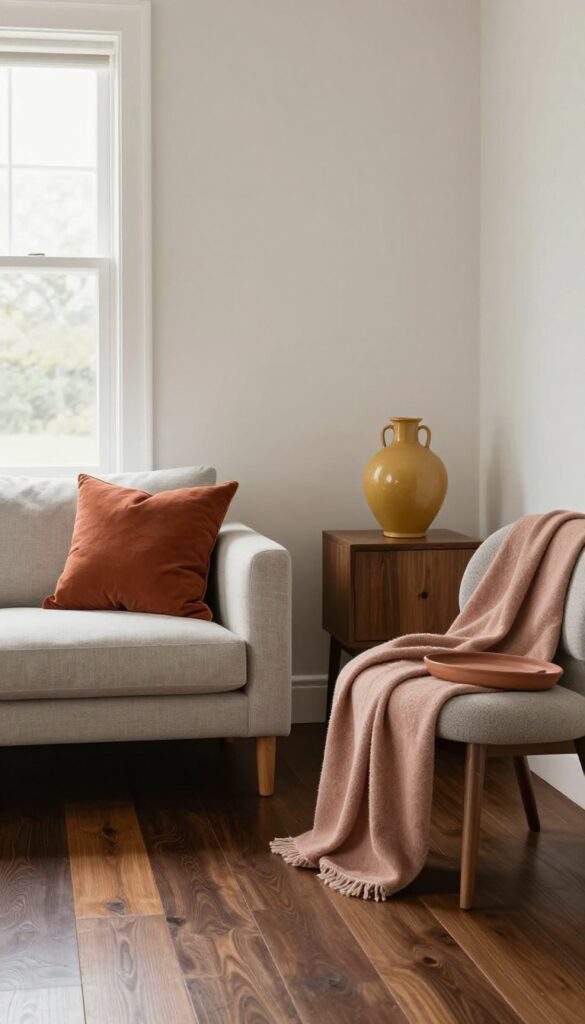 6. Warm Accent Colors That Break Up the Darkness idea
