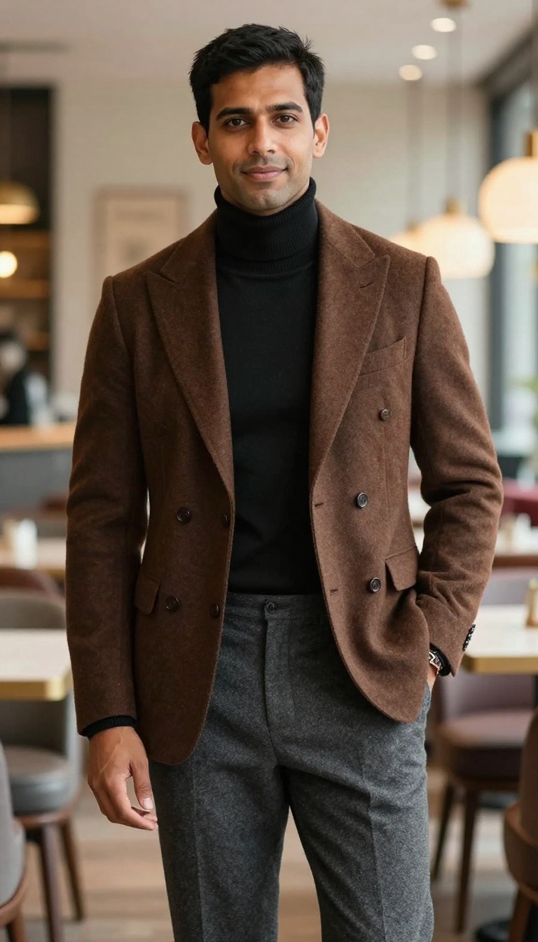 5. The Date Night Double-Breasted Blazer and Turtleneck