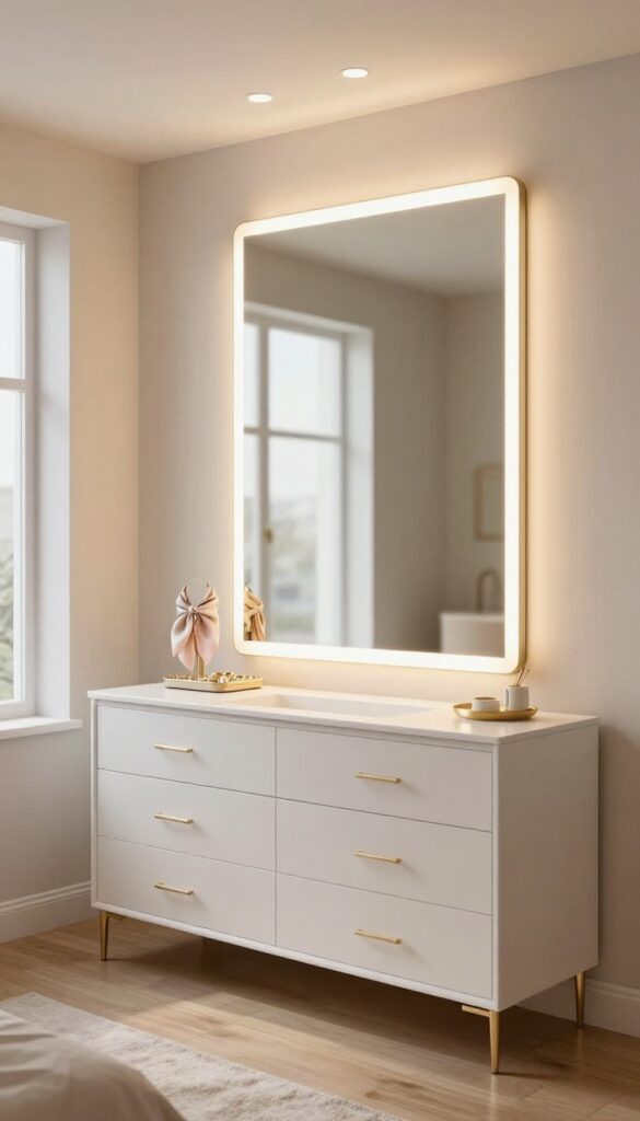 8. Mirror Paired With Soft Lighting idea