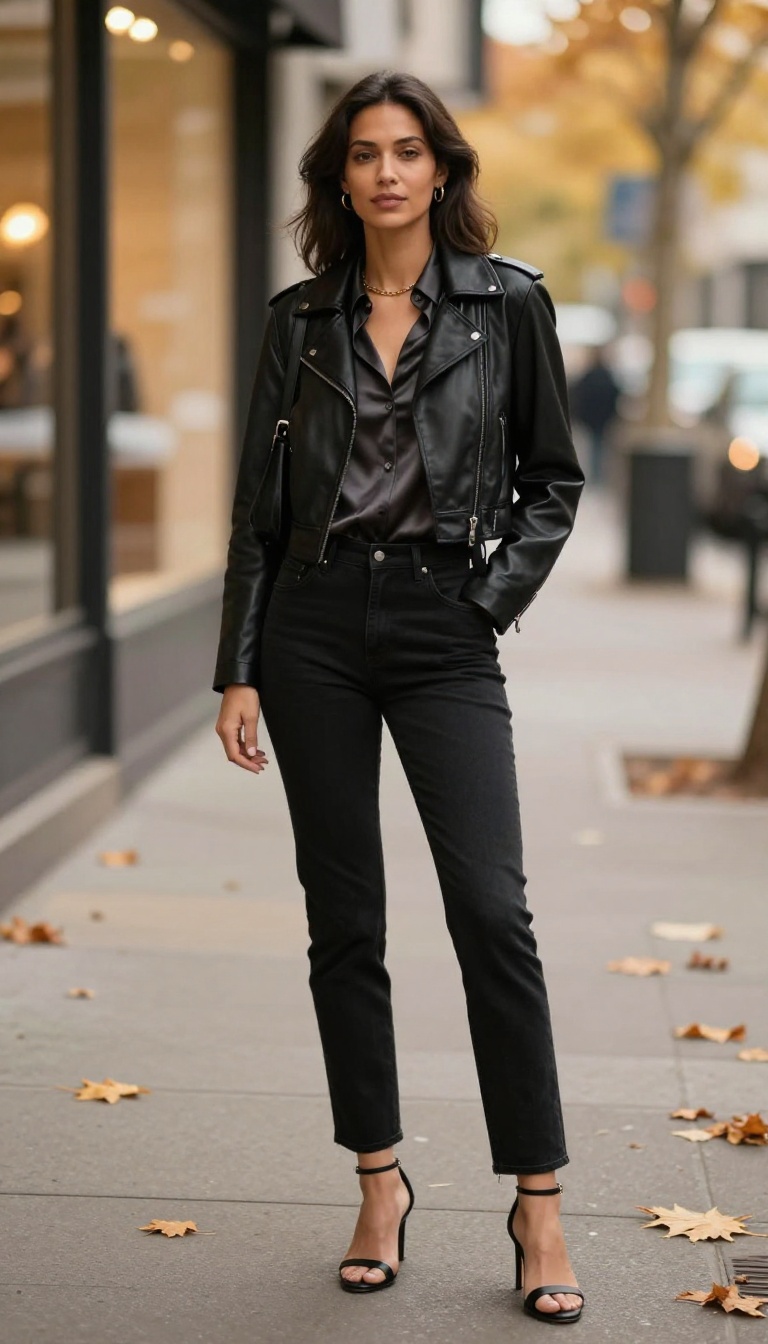 4. Black Jeans with Ankle-Strap Heels