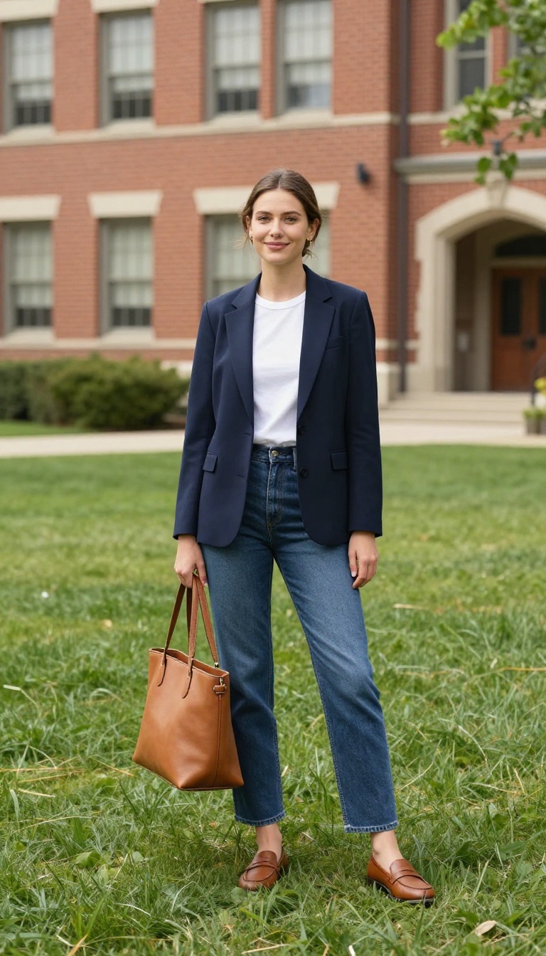 1. The Classic Blazer and Straight-Leg Jeans