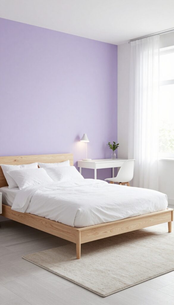 2. Purple Accent Wall With Clean Lines idea