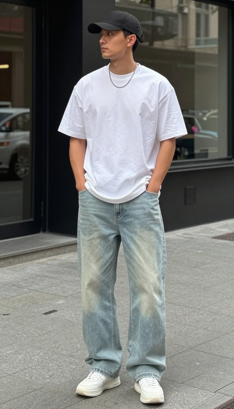 1. Baggy Jeans and a Fitted Tee