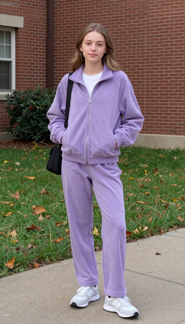 2. Velour Track Jacket + Matching Pants + Retro Runners