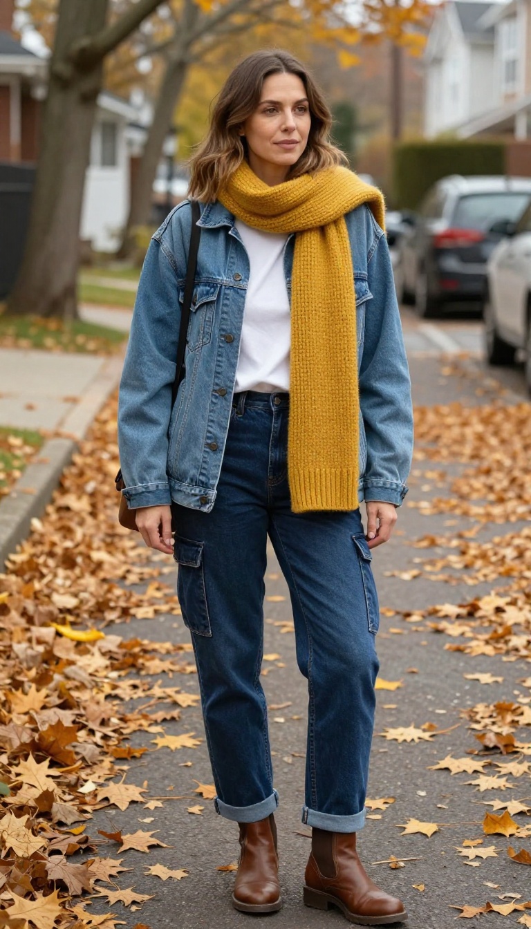 6. Denim Jacket and Cargo Jeans