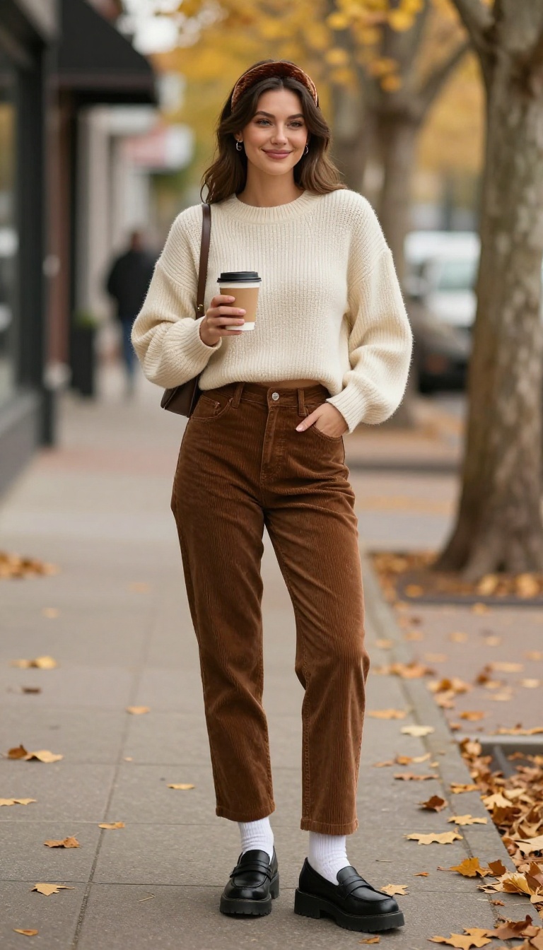 4. Corduroy Pants and a Cropped Sweater