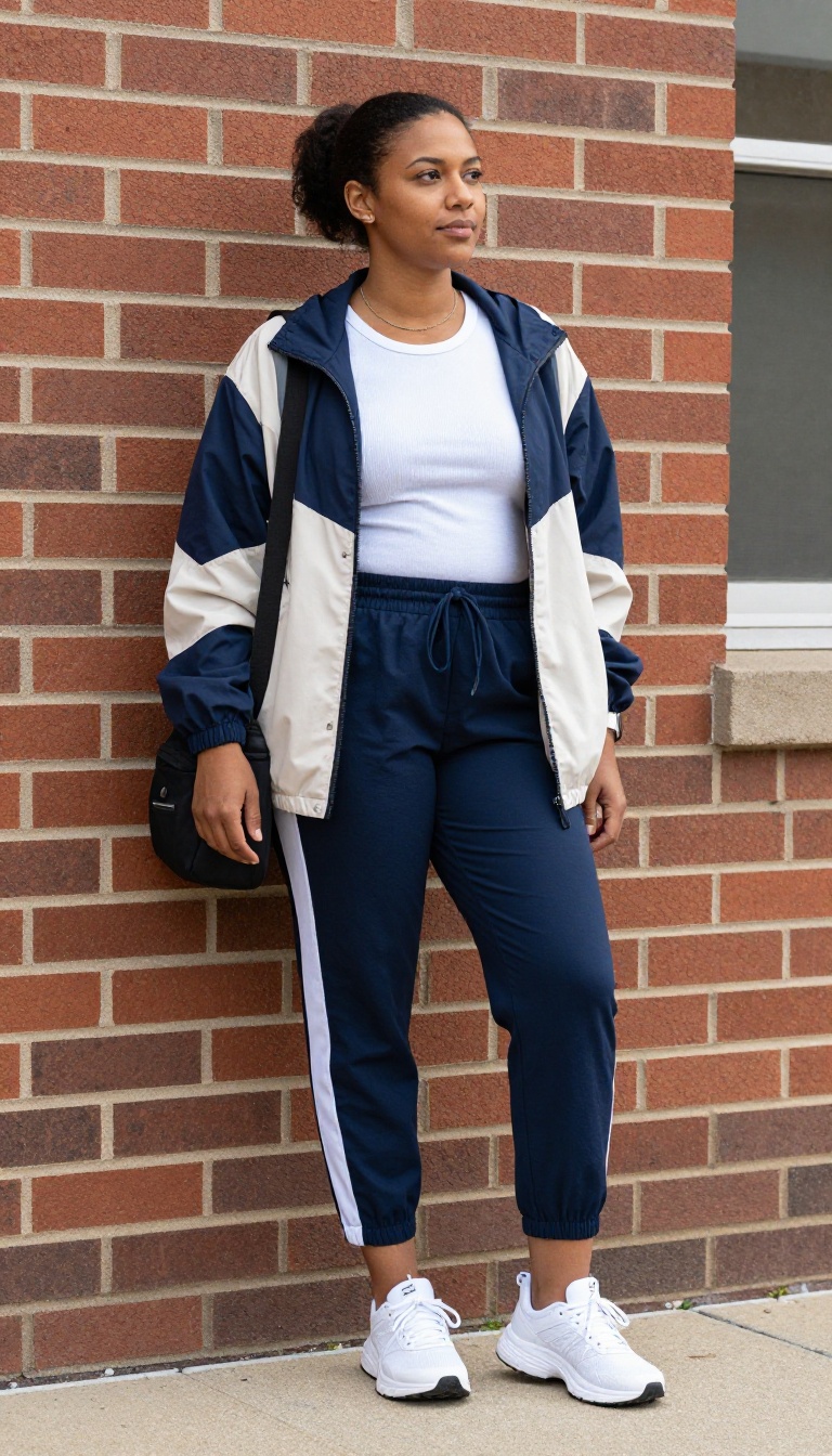 8. Track Pants + Fitted Tank + Windbreaker
