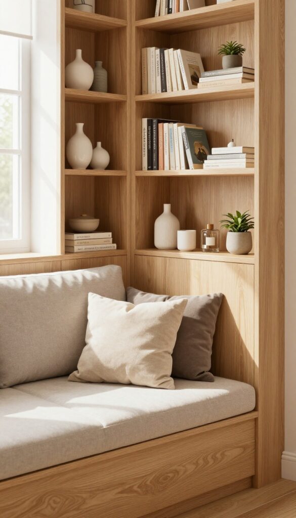 6. Shelves Inside a Reading Nook idea