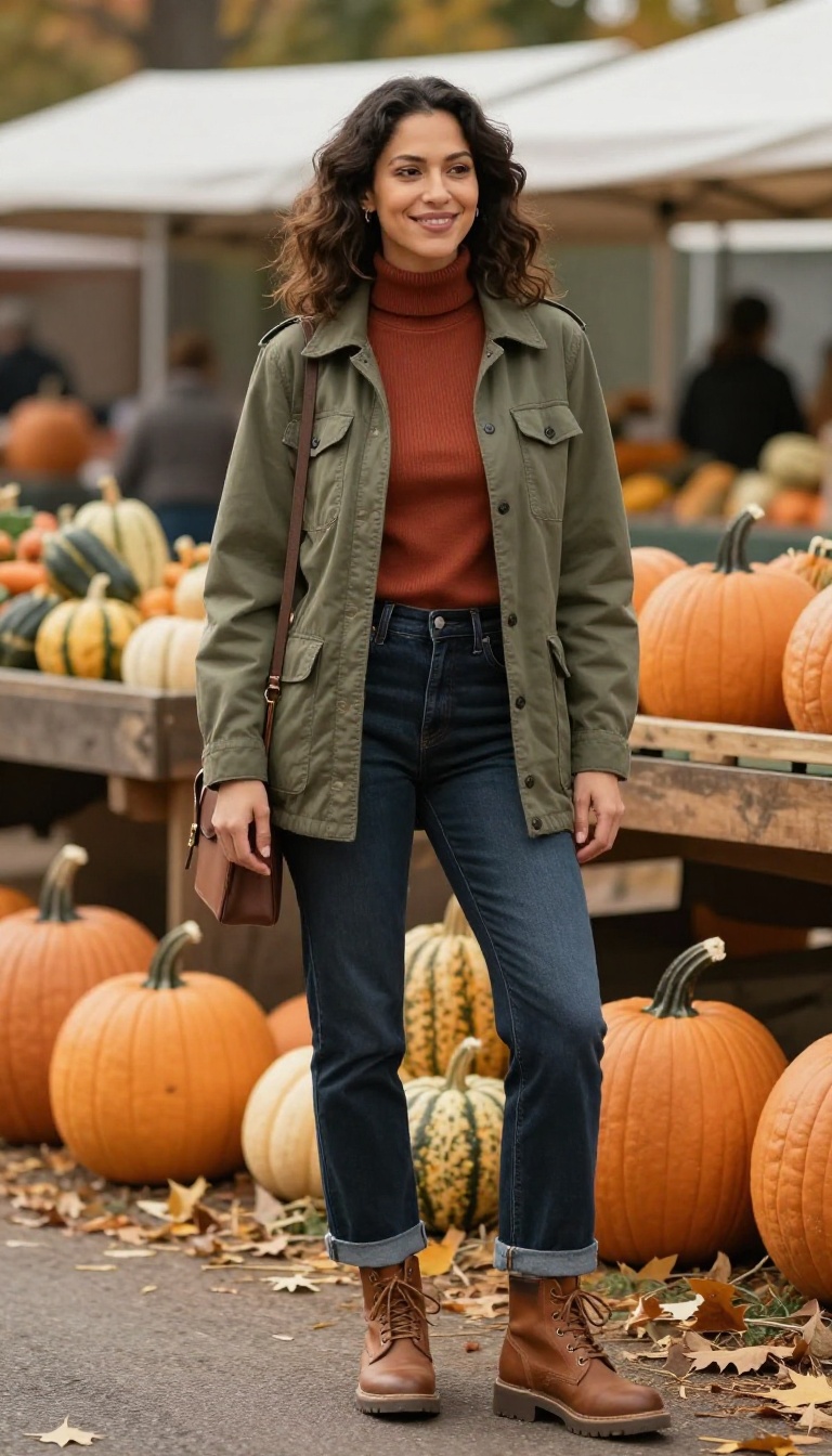 8. Earthy Tones with a Utility Jacket