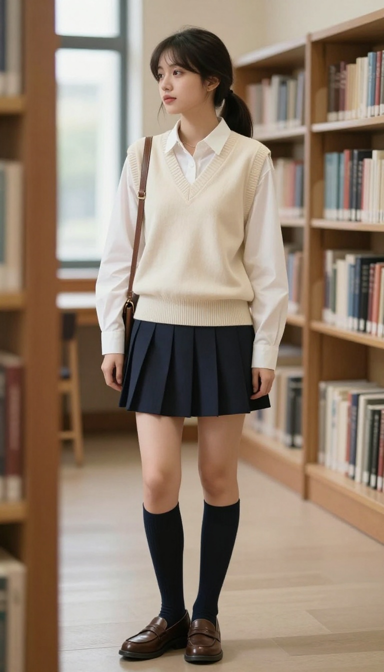 10. The Sweater Vest and Pleated Skirt