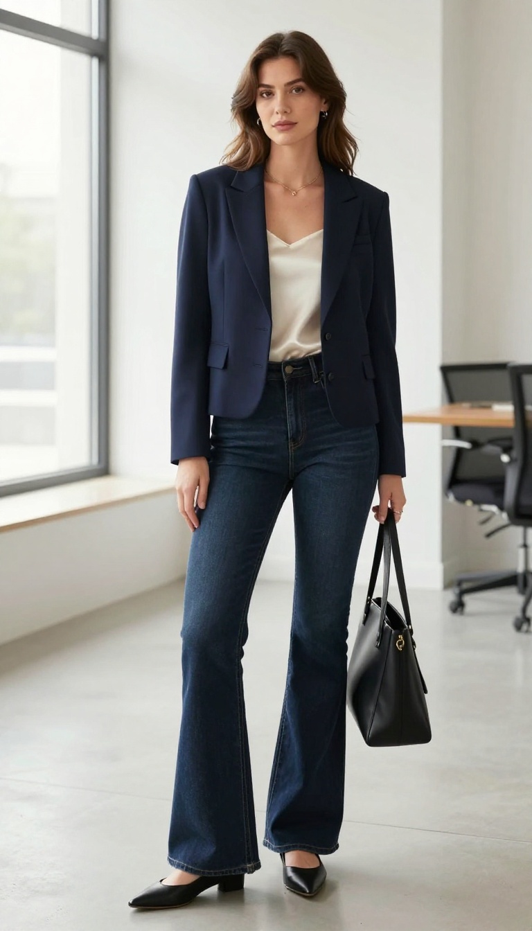 4. Office-Ready with a Blazer and Flares