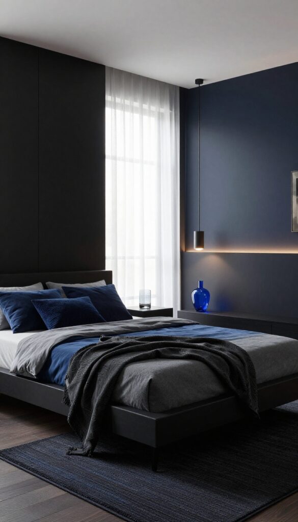 9. Black and Blue Layered Textures Look idea