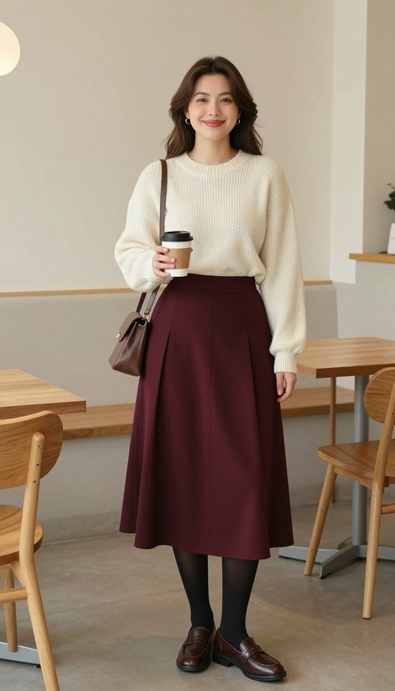 8. Pleated Skirt with a Chunky Sweater