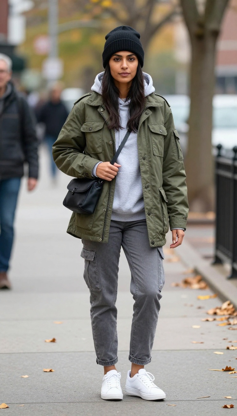 2. Utility Jacket Over a Hoodie